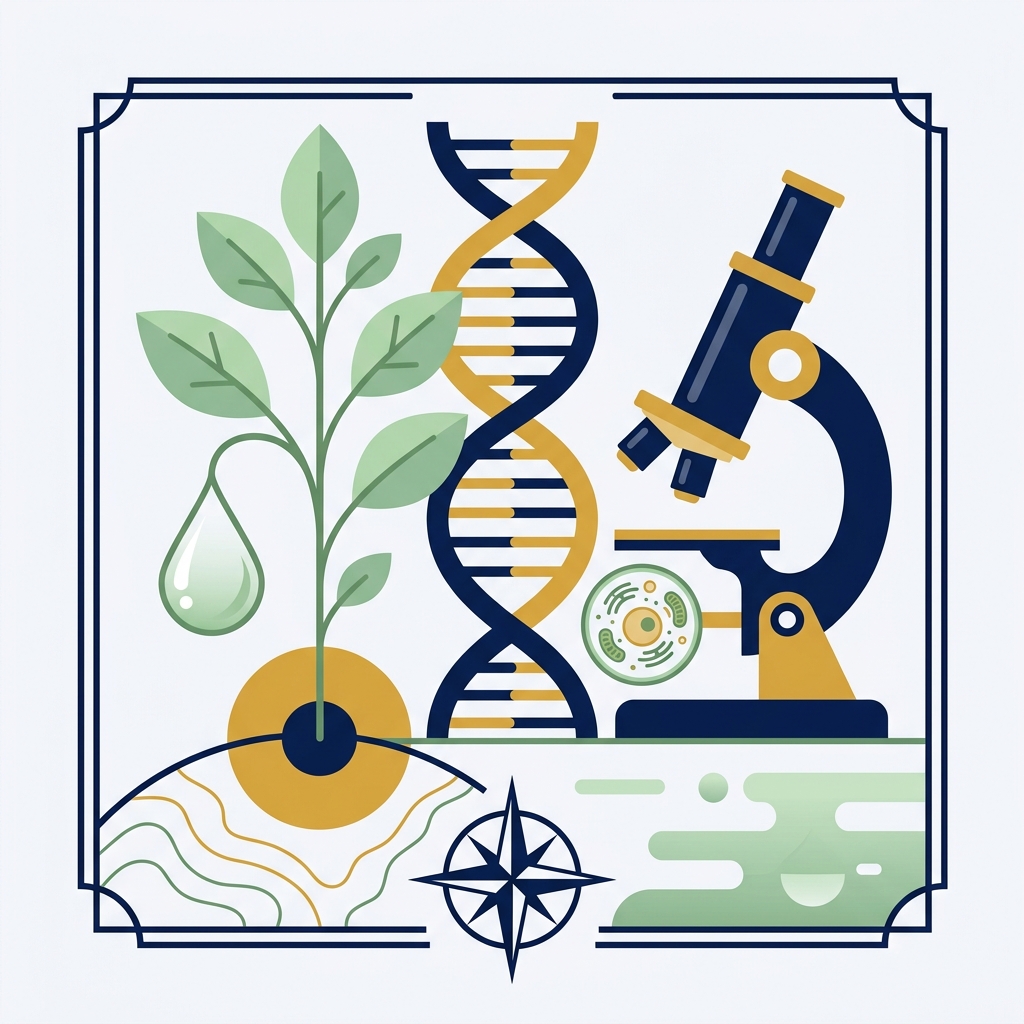 Illustration SVT : plante, ADN, microscope et cellule